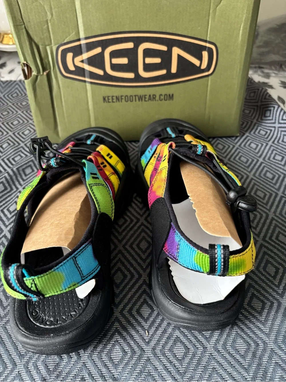 Keen Men's Black Sandals with Rainbow Straps